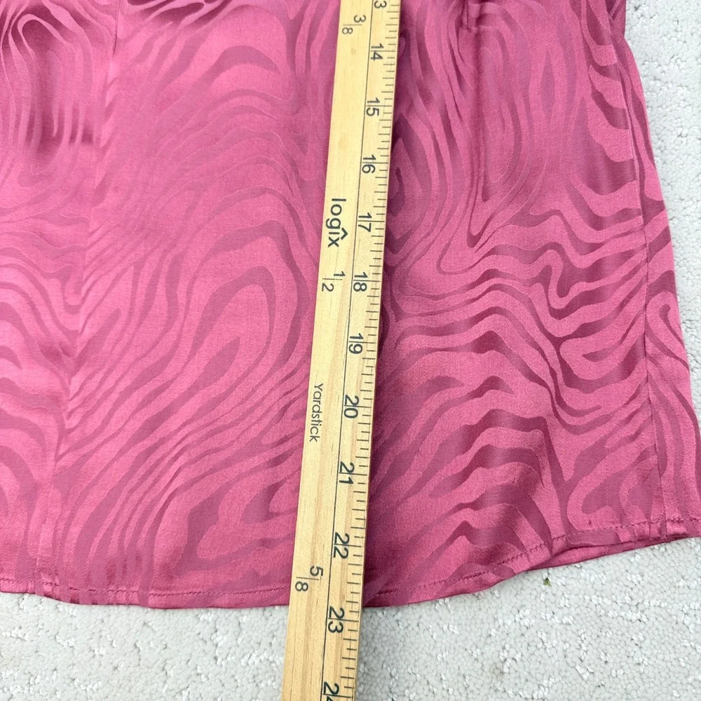 Rebecca Taylor Blouse Womens Small Pink Silk Blend Zebra Flutter Sleeve Top‎